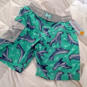 NWT Cat & Jack 6/7 Boy's Swim Cargo Trunks